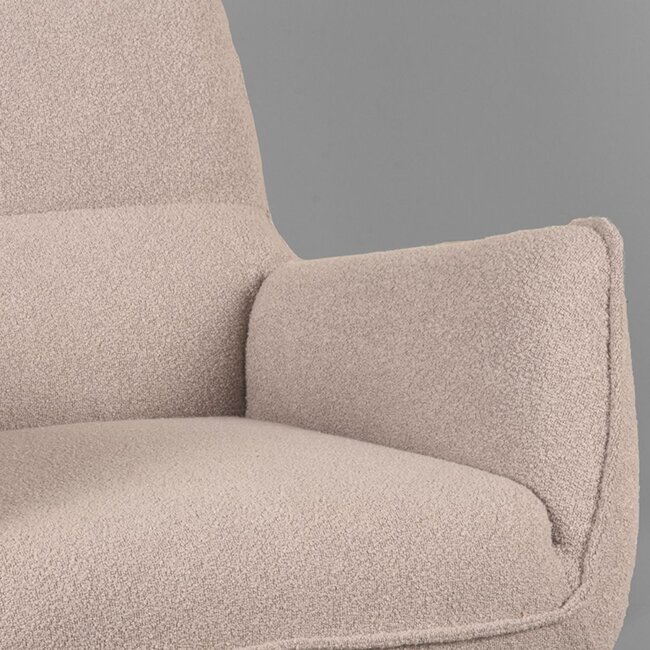 Label51 Draaifauteuil Rodia | Naturel Boucle | Zwart Metaal