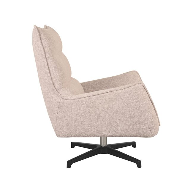 Label51 Draaifauteuil Rodia | Naturel Boucle | Zwart Metaal