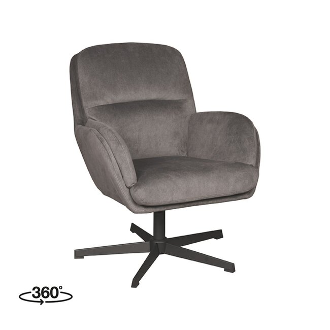 Label51 Draaifauteuil Moss | Antraciet Cosmo | Zwart Metaal
