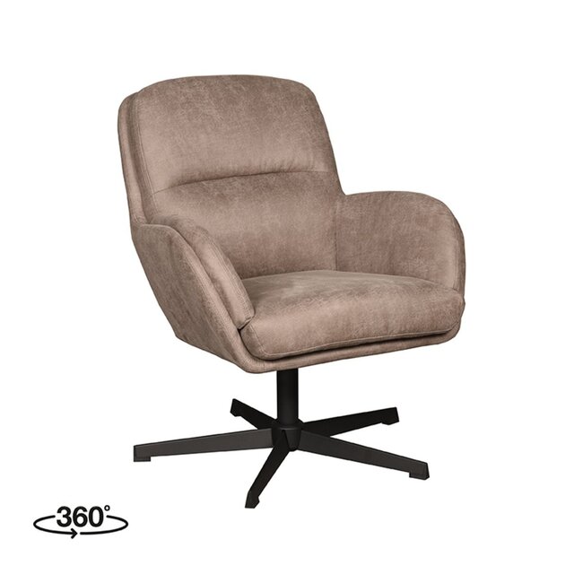 Label51 Draaifauteuil Moss |Taupe Micro Suede | Zwart Metaal