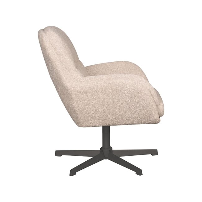 Label51 Draaifauteuil Moss | Naturel Boucle | Zwart Metaal