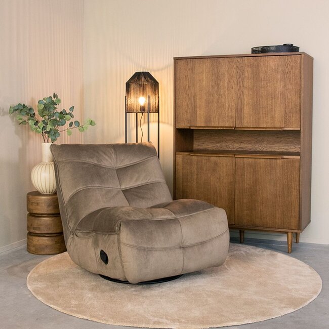 Label51 Relaxfauteuil Take It Easy | Taupe Cosmo | Zwart Metaal