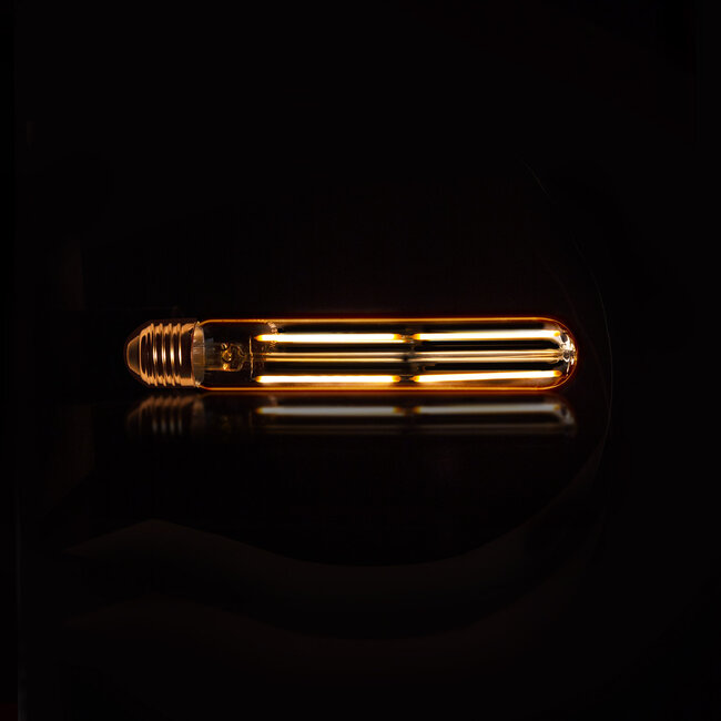 WoonStijl Lichtbron LED filament buis 18 5 cm - E27 4W 2100K 280lm dimbaar / Amberkleurig glas