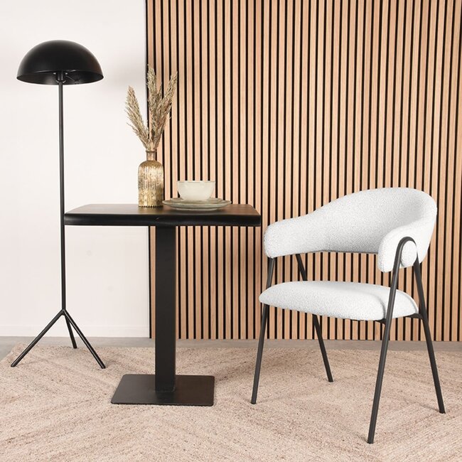 Label51 Eetkamerstoel Lowen | Ecru Boucle | Zwart Metaal