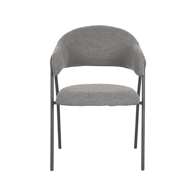 Label51 Eetkamerstoel Lowen | Grijs  Boucle | Zwart Metaal