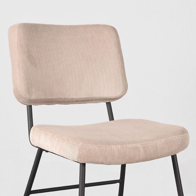 Label51 Eetkamerstoel Noah | Naturel Ribcord | Zwart Metaal