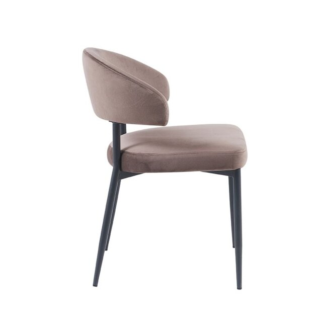 Label51 Eetkamerstoel Bliss | Taupe Fluweel | Zwart Metaal
