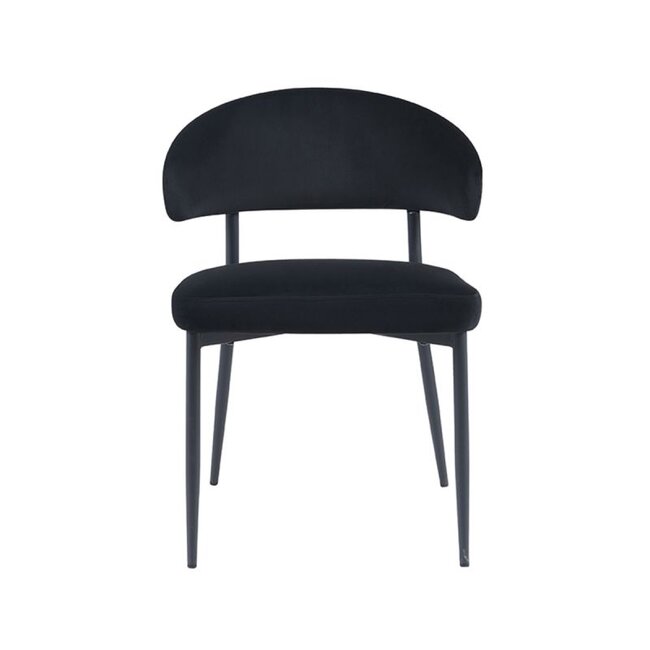 Label51 Eetkamerstoel Bliss | Zwart Fluweel | Zwart Metaal