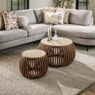 WoonStijl Salontafel set van 2 curve Nuovo travertin