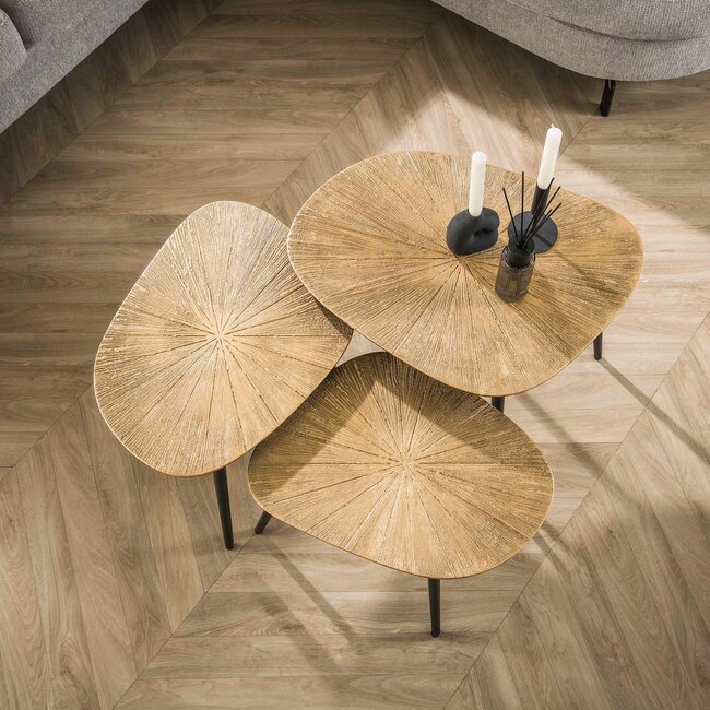 WoonStijl Salontafel set van 3 vierhoekig ray metal