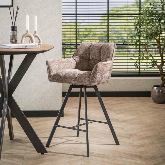 WoonStijl Barstoel raster draaibaar Rich Champagne