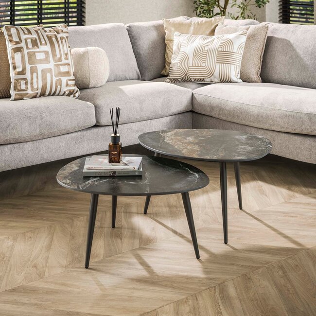 WoonStijl Salontafel set van 2 organisch fossil