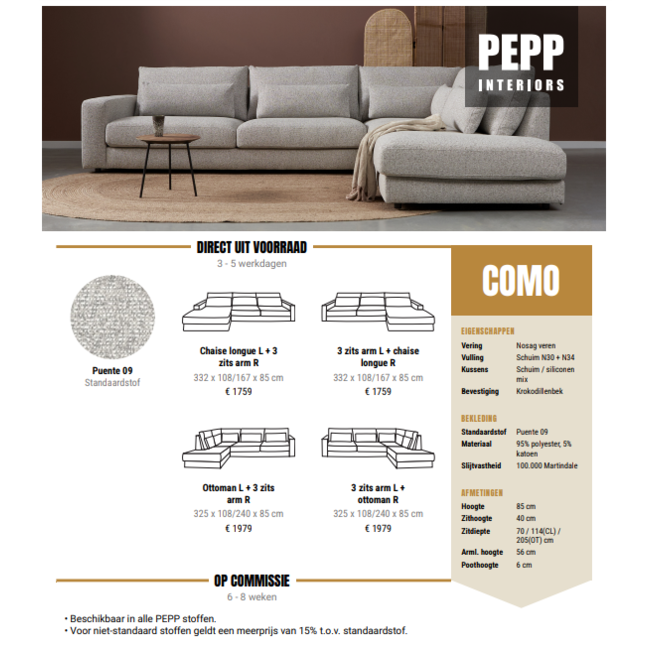 Pepp Bank Como 3 zits met ottomane links puente 09