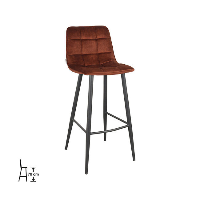 Label51 LABEL51 Barkruk Jelt - Rust - Velours - Zithoogte 78