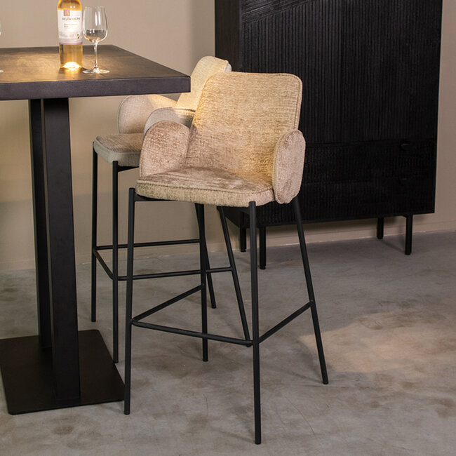 Label51 LABEL51 Barkruk Joni - Beige - Elegance - Zithoogte 78