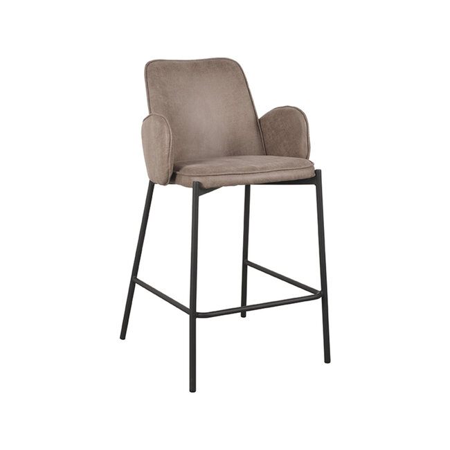 Label51 LABEL51 Barkruk Joni - Taupe - Microfiber - Zithoogte 65