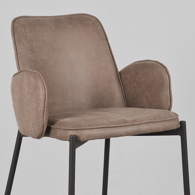 Label51 LABEL51 Barkruk Joni - Taupe - Microfiber - Zithoogte 65