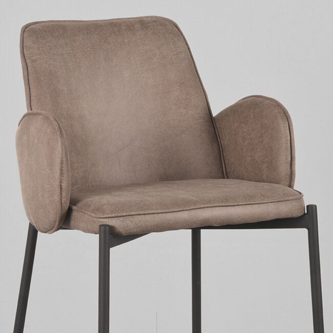 Label51 LABEL51 Barkruk Joni - Taupe - Microfiber - Zithoogte 78