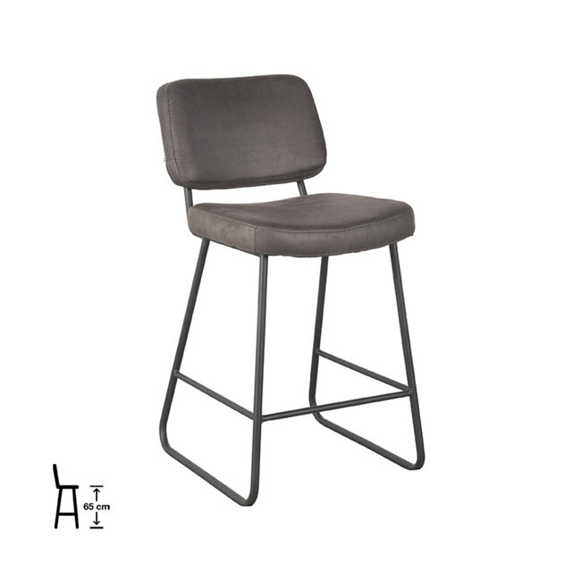 Label51 LABEL51 Barkruk Noah - Antraciet - Microfiber - Zithoogte 65