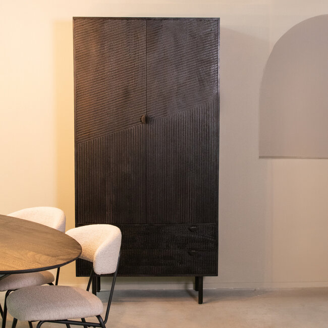 Label51 LABEL51 Bergkast Cotia - Zwart - Mangohout - Hoge Kast