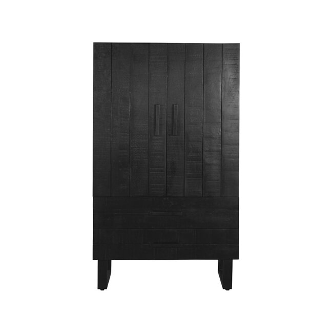 Label51 Hoge Kast Santos 2-Deurs | Zwart Mangohout | Zwart Metaal
