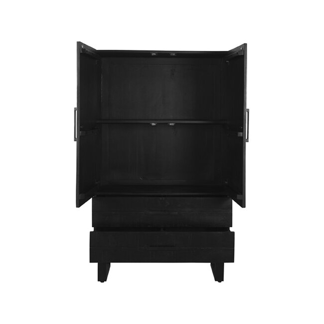 Label51 Hoge Kast Santos 2-Deurs | Zwart Mangohout | Zwart Metaal