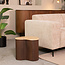 Label51 LABEL51 Bijzettafel Davi - Espresso - Travertin - 40 cm