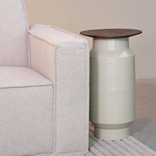 Label51 LABEL51 Bijzettafel Jik - Crème - Mangohout - 35 cm