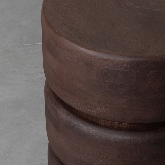 Label51 LABEL51 Bijzettafel Milly - Espresso - Mangohout - 35 cm