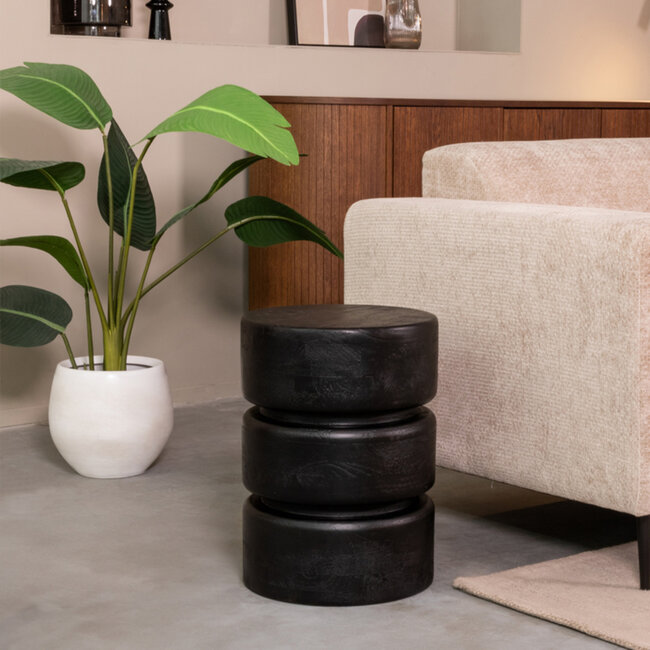 Label51 LABEL51 Bijzettafel Milly - Zwart - Mangohout - 35 cm