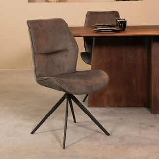 Label51 LABEL51 Eetkamerstoel Comfy - Antraciet - Cosmo - Zwart Onderstel