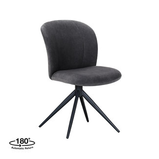 Label51 LABEL51 Eetkamerstoel Kimo - Antraciet - Cosmo - Zwart Onderstel