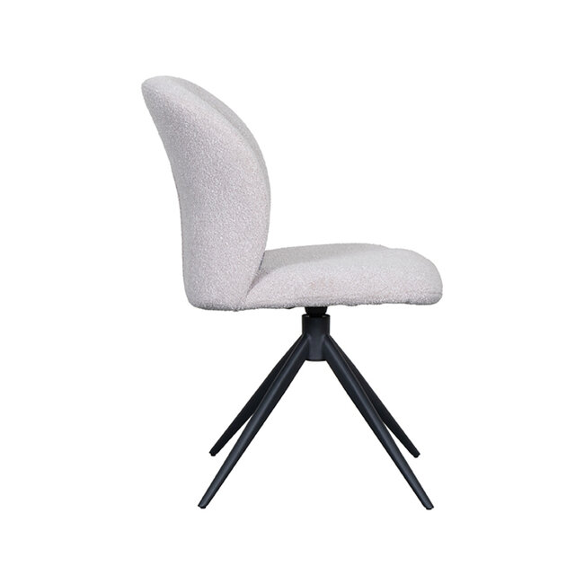 Label51 LABEL51 Eetkamerstoel Kimo - Naturel - Boucle - Zwart Onderstel