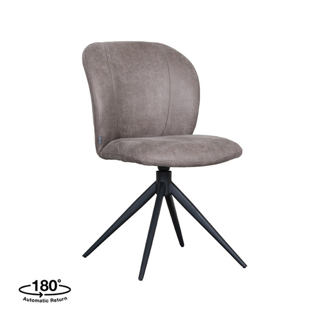 Label51 LABEL51 Eetkamerstoel Kimo - Taupe - Micro Suede - Zwart Onderstel