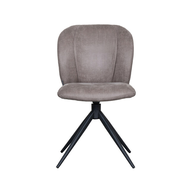 Label51 LABEL51 Eetkamerstoel Kimo - Taupe - Micro Suede - Zwart Onderstel