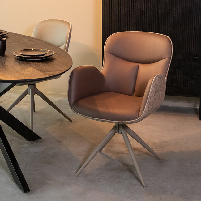 Label51 LABEL51 Eetkamerstoel Lasse - Bruin - Microfiber