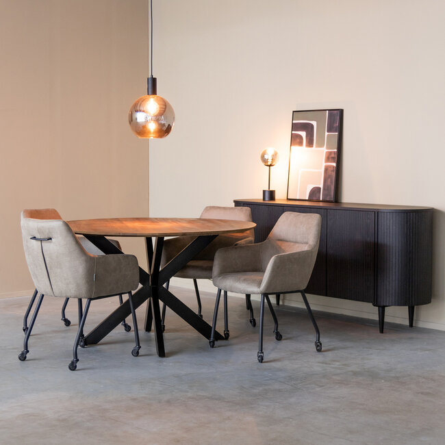 Label51 LABEL51 Eetkamerstoel Lenny - Taupe - Microfiber