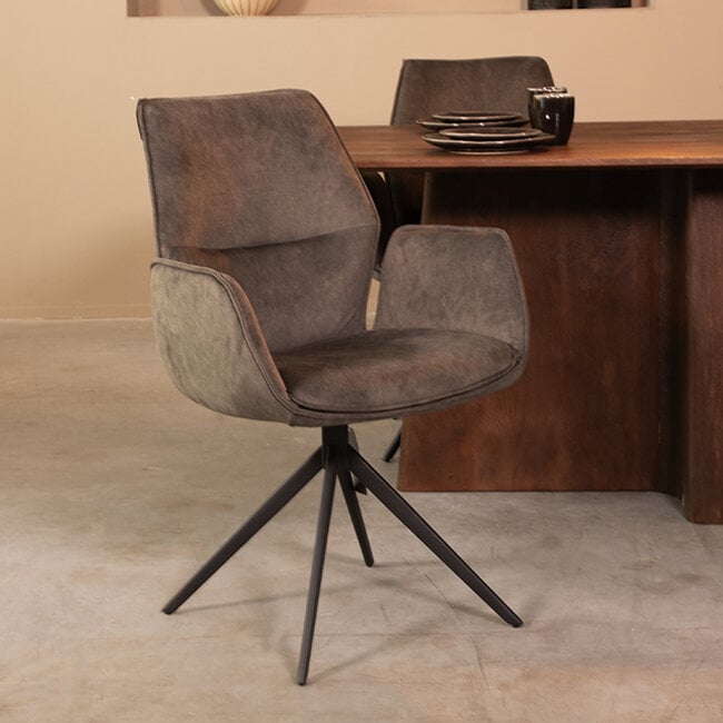 Label51 LABEL51 Eetkamerstoel Mellow - Antraciet - Cosmo - Zwart Onderstel