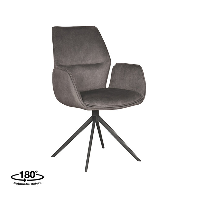 Label51 LABEL51 Eetkamerstoel Mellow - Antraciet - Cosmo - Zwart Onderstel