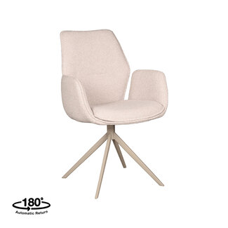 Label51 LABEL51 Eetkamerstoel Mellow - Naturel - Boucle - Taupe Onderstel