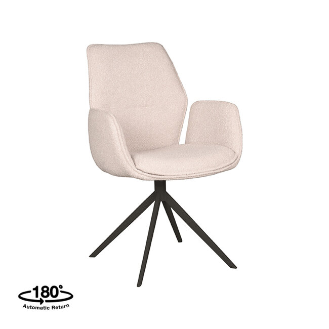 Label51 LABEL51 Eetkamerstoel Mellow - Naturel - Boucle - Zwart Onderstel