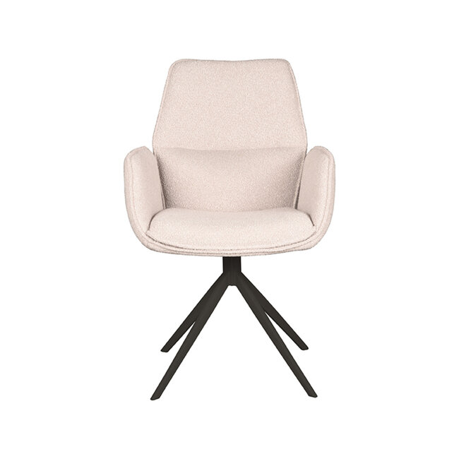 Label51 LABEL51 Eetkamerstoel Mellow - Naturel - Boucle - Zwart Onderstel