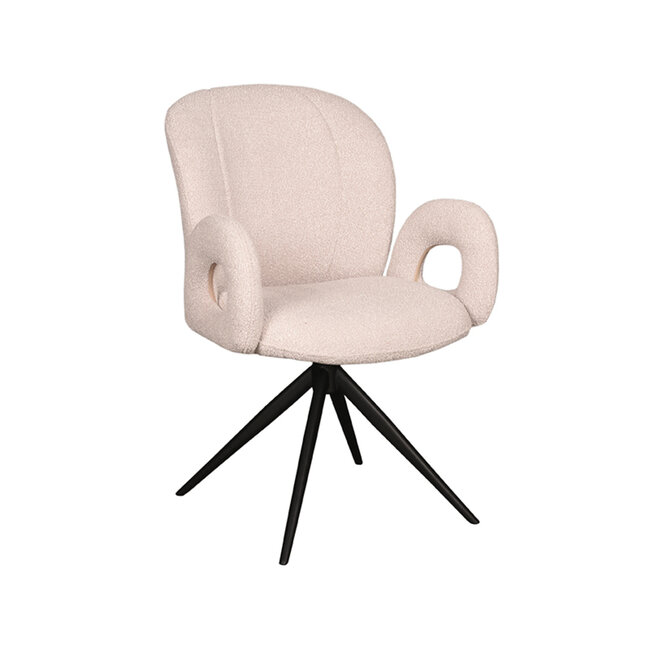 Label51 LABEL51 Eetkamerstoel Neo - Naturel - Boucle - Zwart Onderstel