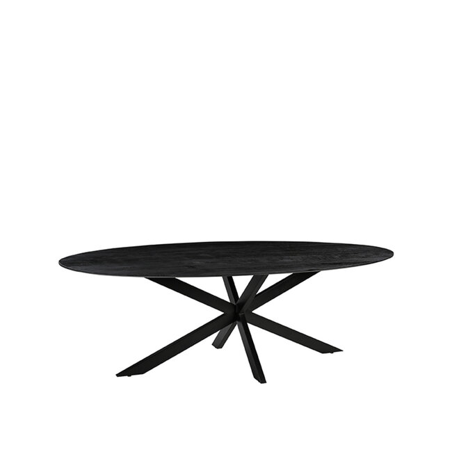Label51 LABEL51 Eetkamertafel James - Zwart - Mangohout - 210 cm - Ovaal