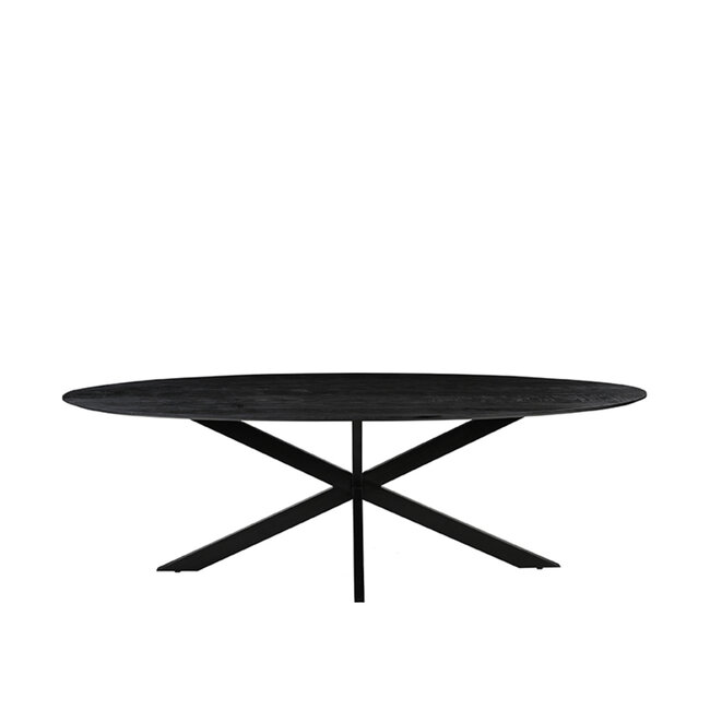 Label51 LABEL51 Eetkamertafel James - Zwart - Mangohout - 240 cm - Ovaal