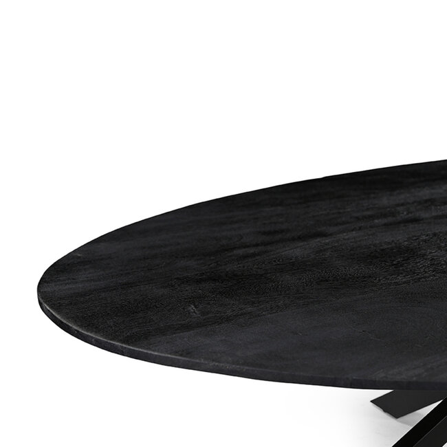 Label51 LABEL51 Eetkamertafel James - Zwart - Mangohout - 240 cm - Ovaal