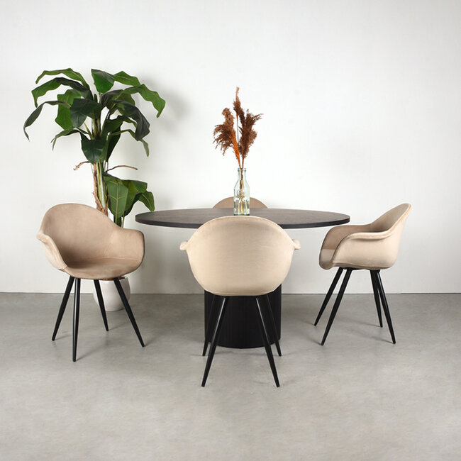 Label51 LABEL51 Eetkamertafel Oliva - Zwart - Eiken - 130 cm - Rond