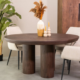 Label51 LABEL51 Eetkamertafel Olly - Espresso - Mangohout - 150x150 cm
