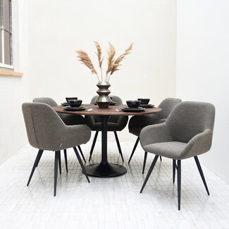 Label51 LABEL51 Eetkamertafel Otto - Espresso - Mangohout - 130 cm - Rond