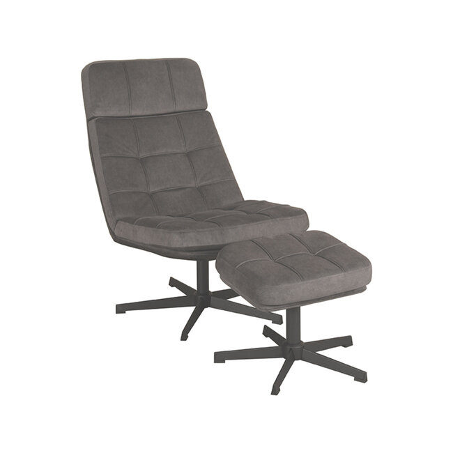 Label51 LABEL51 Fauteuil Alvar - Antraciet - Cosmo - Incl. Hocker